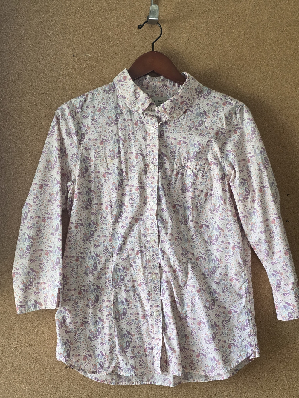 L.L.Bean Floral Button Down Shirt M Regular 100% Cotton Cottagecore Vintage Styl